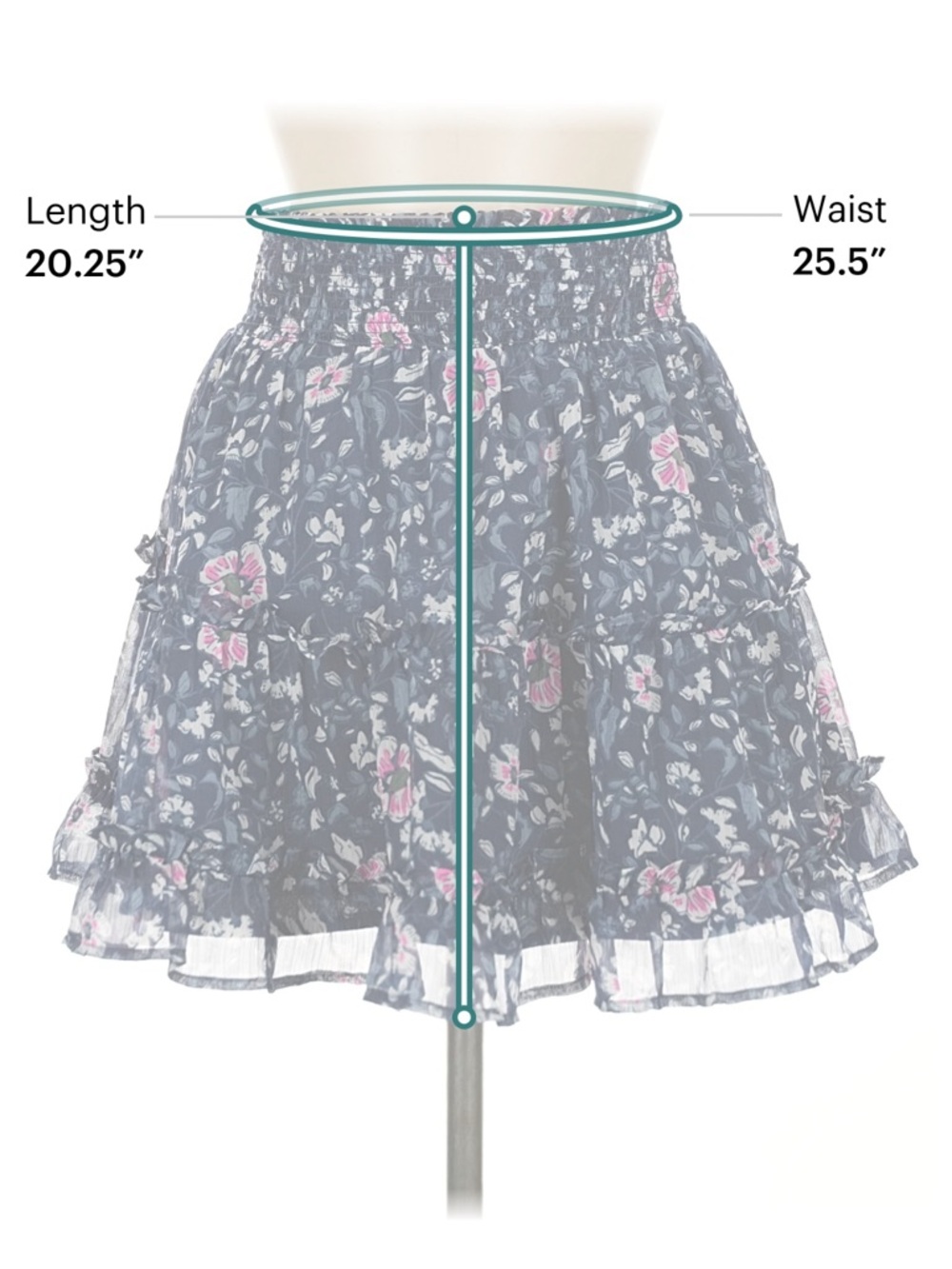 Vineyard Vines Navy Feminine Floral Smocked Waist Tiered Mini Skirt Sz M Preppy - Picture 6 of 6